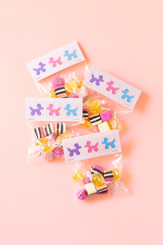 Printable balloon animal treat bag toppers