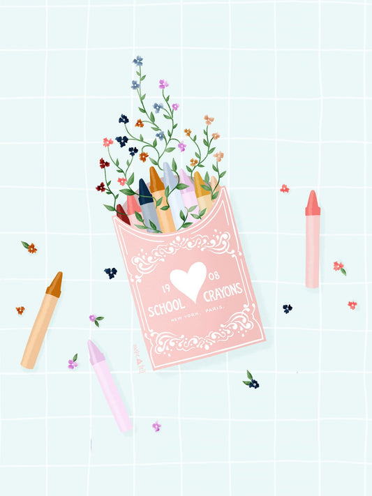 Vintage crayon desktop, phone and tablet wallpaper