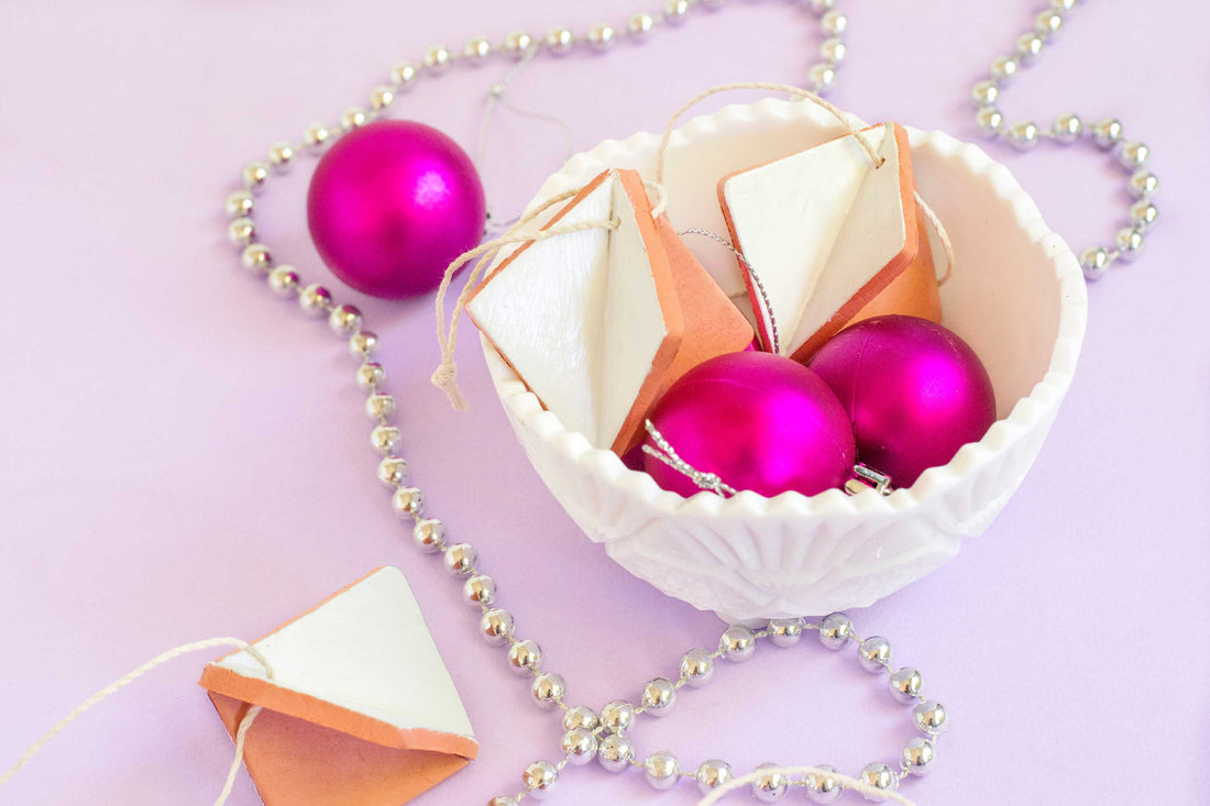 Diamond terracotta clay Christmas ornaments