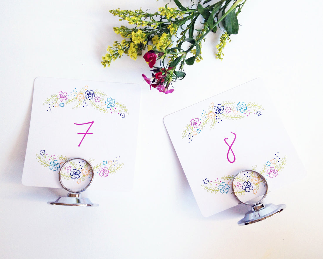 Printable floral table numbers