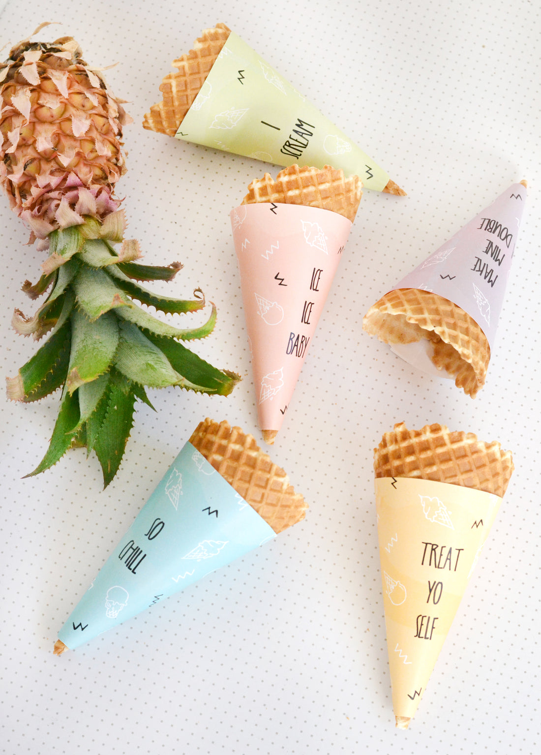 Printable ice cream cone wrappers for Delineate your Dwelling