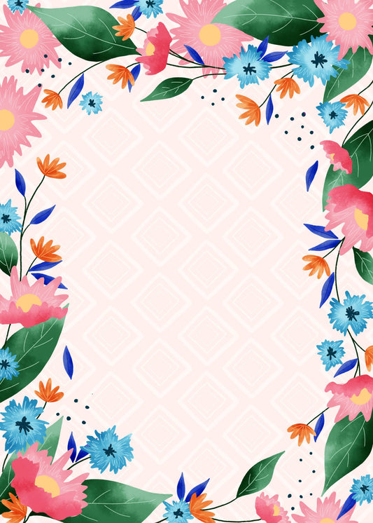 Floral frame desktop, phone and tablet wallpaper