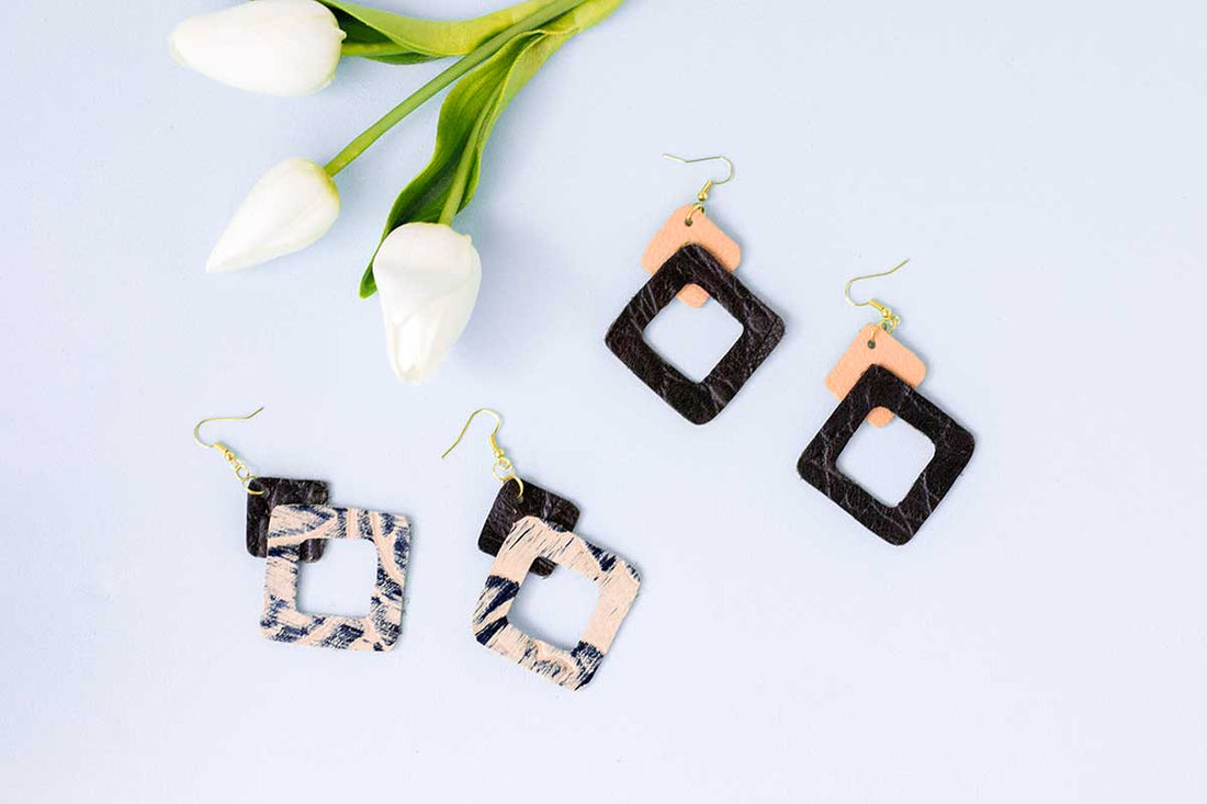 DIY geometric leather earrings for Curbly