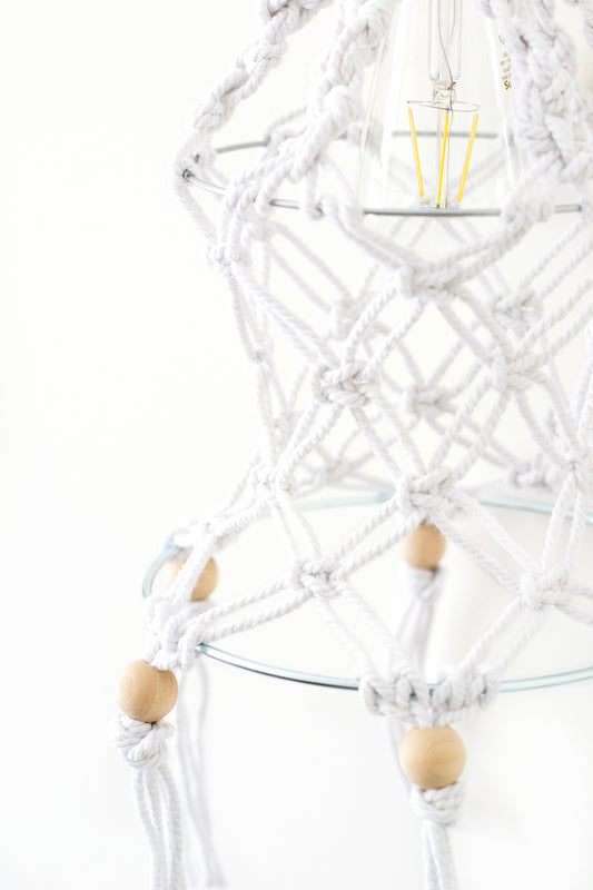 Macrame pendant light for We Make Collective