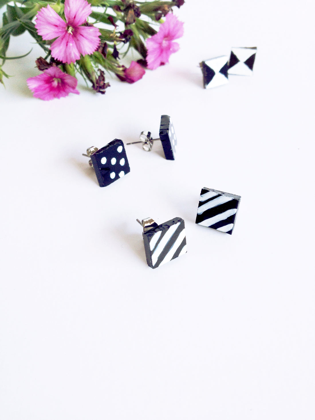 DIY mosaic tile patterned earrings