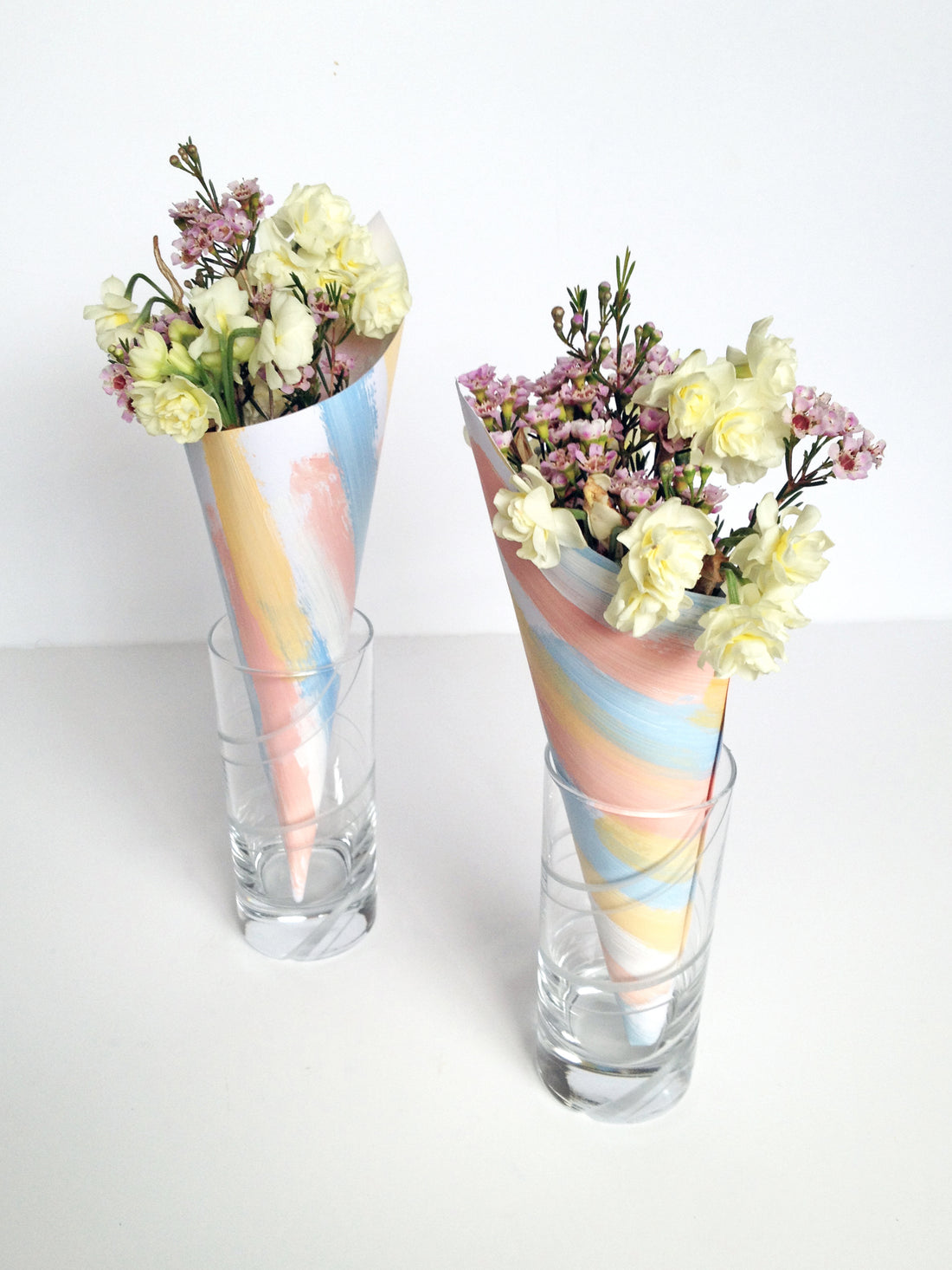 DIY painted flower cones for Simply Peachy