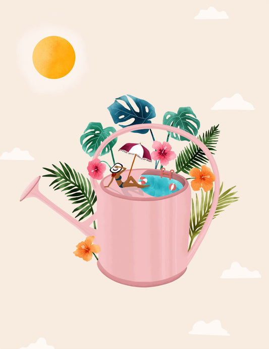 Tropical pool watering can desktop, phone and tablet wallpaper