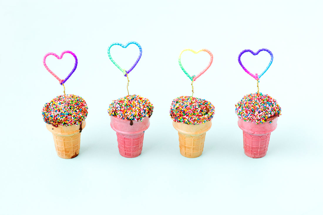 DIY rainbow heart cake toppers to celebrate our third blog birthday!