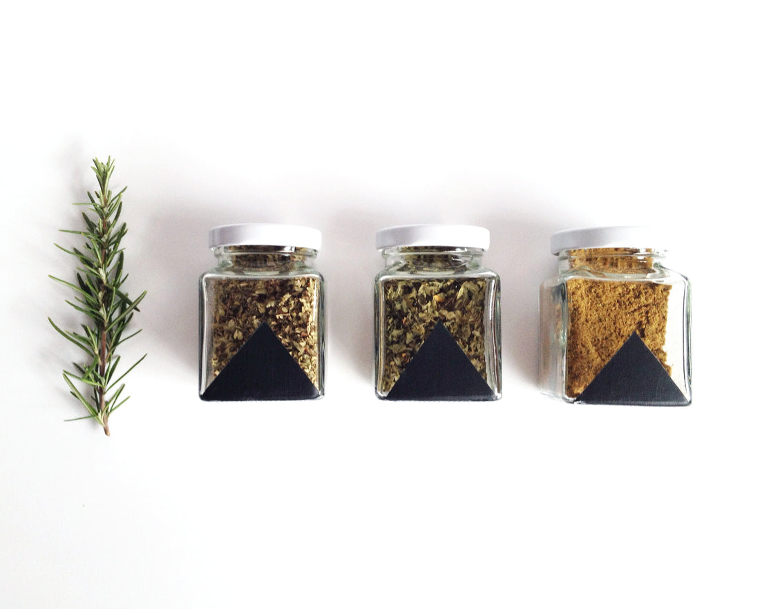 Chalkboard painted spice jars
