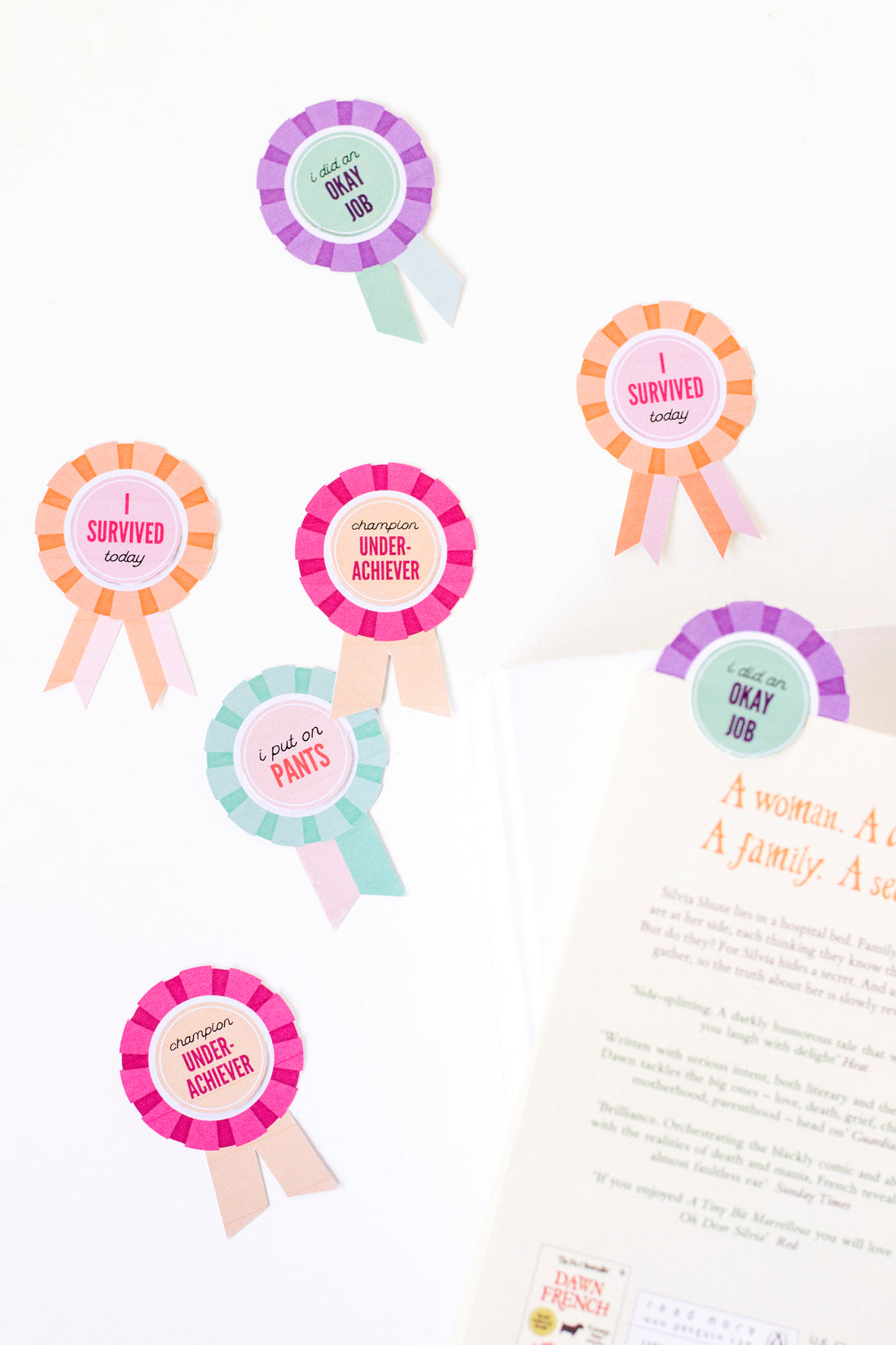 Printable underachiever prize ribbon bookmarks