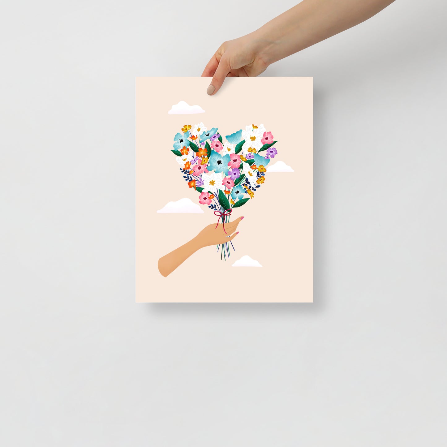 Heart bouquet art print