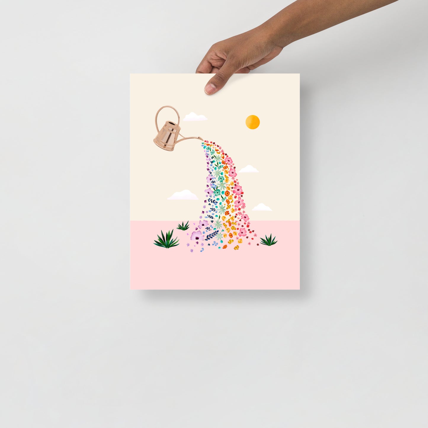 Rainbow watering can art print