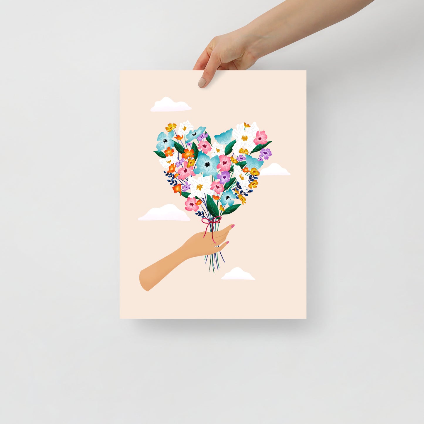 Heart bouquet art print