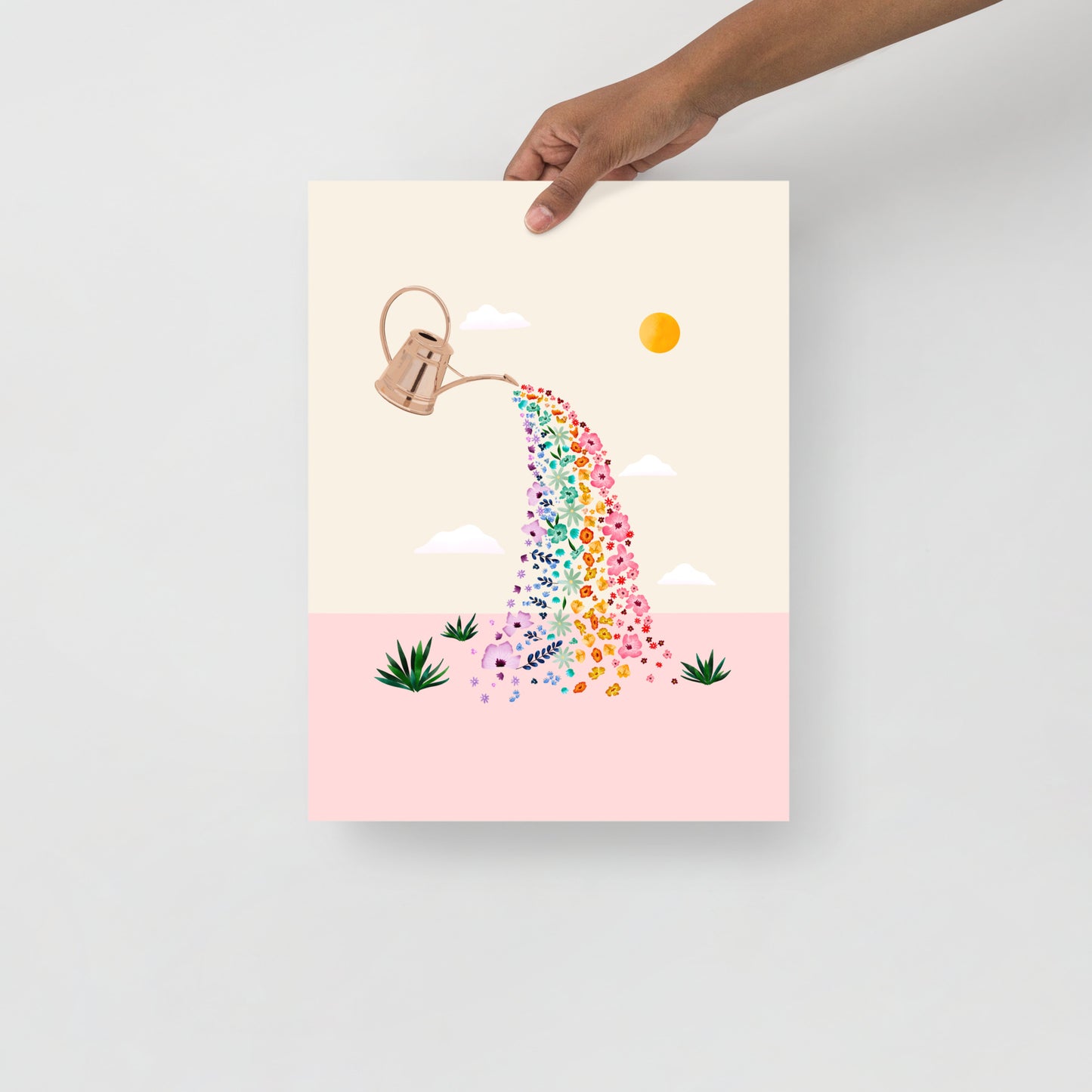 Rainbow watering can art print