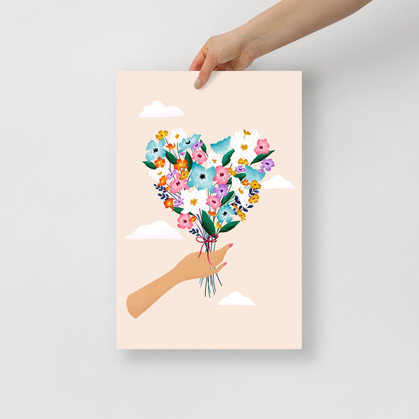 Heart bouquet art print