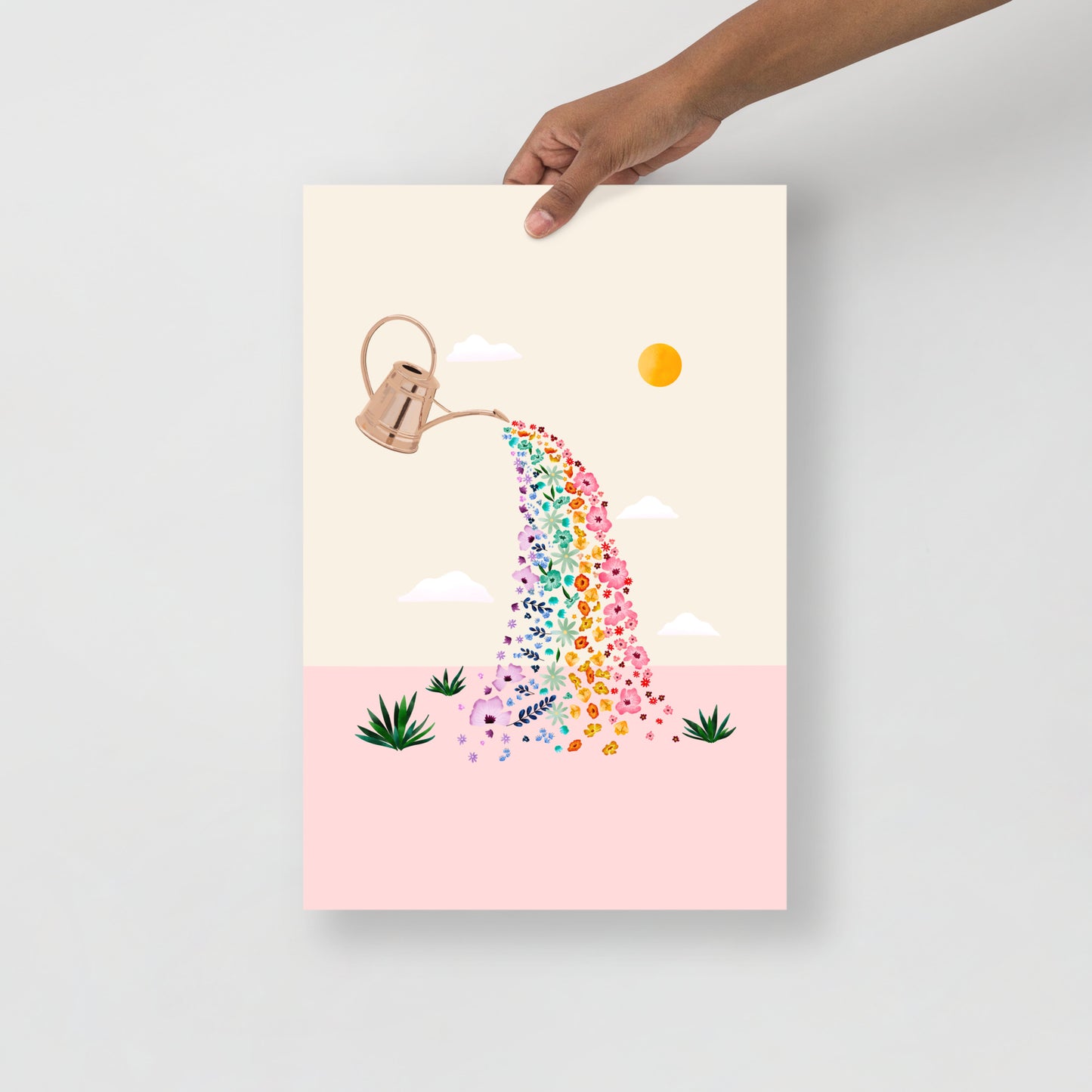 Rainbow watering can art print