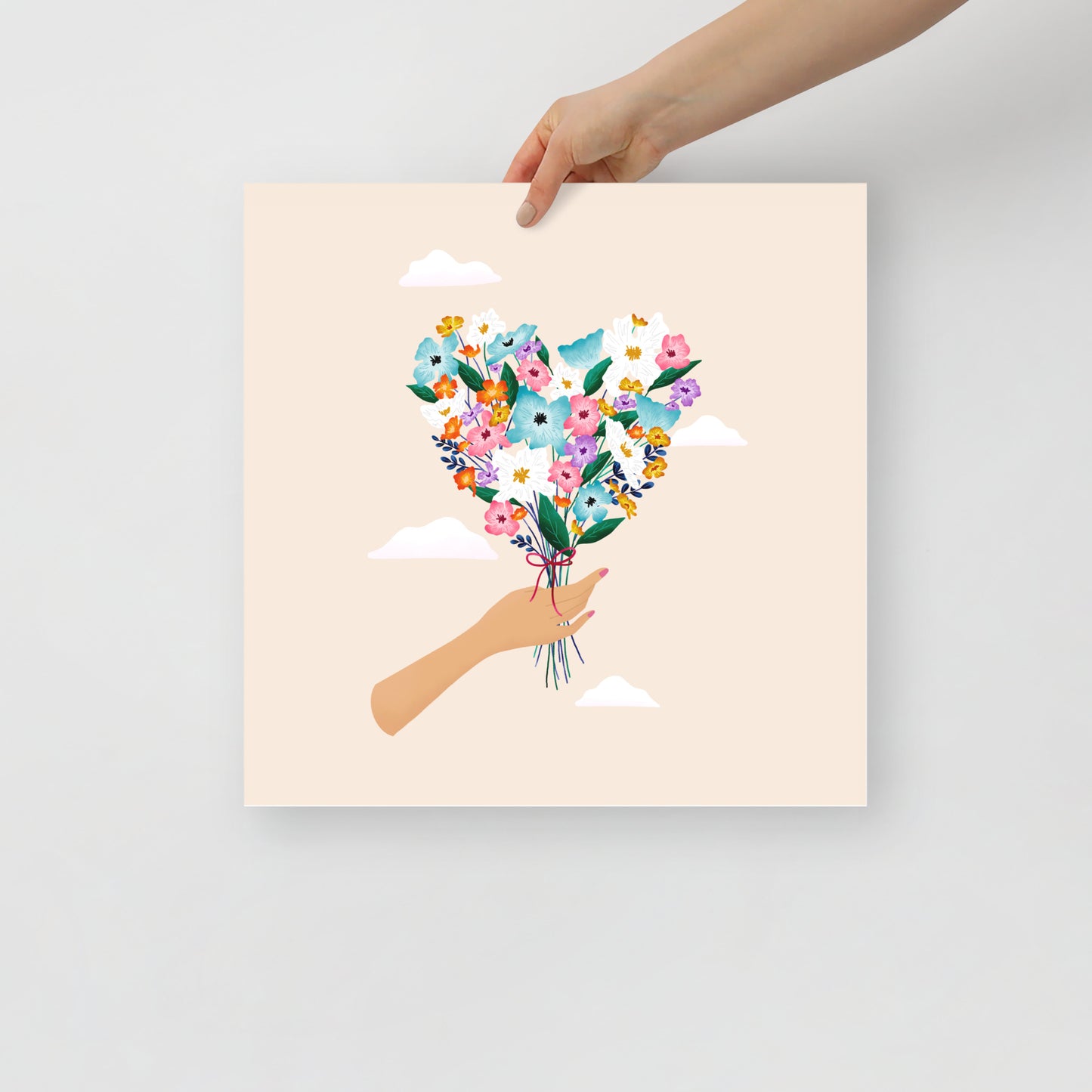 Heart bouquet art print