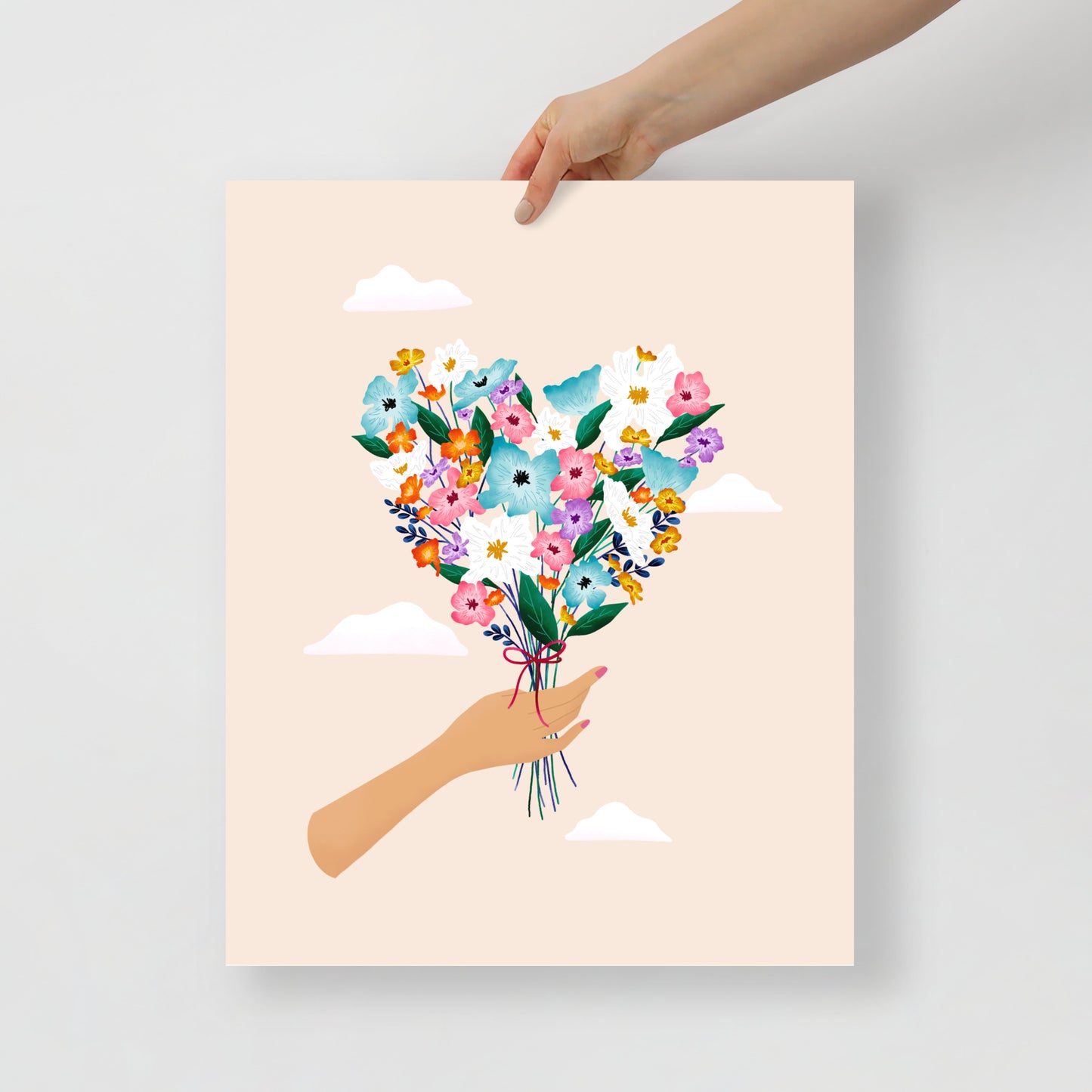 Heart bouquet art print