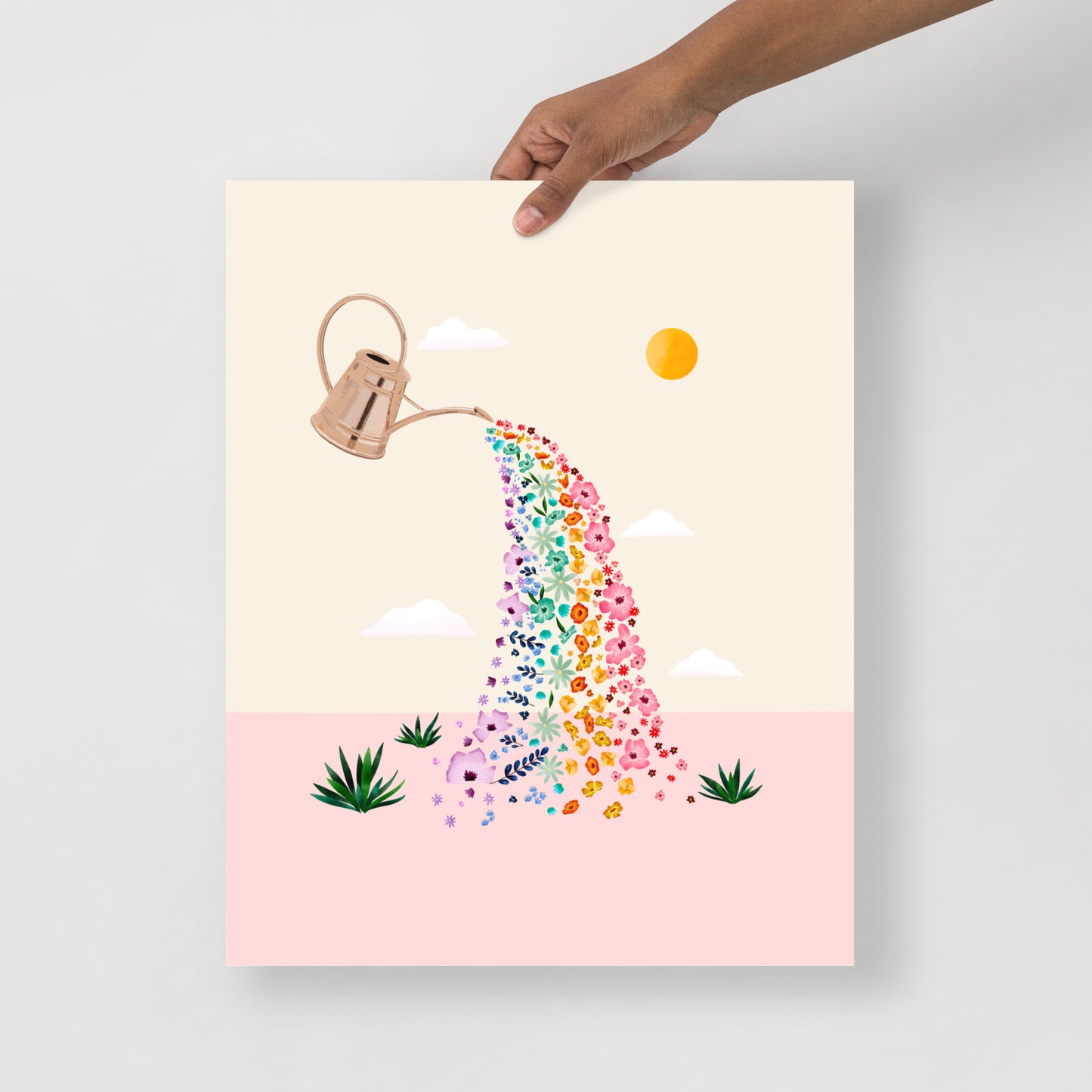 Rainbow watering can art print