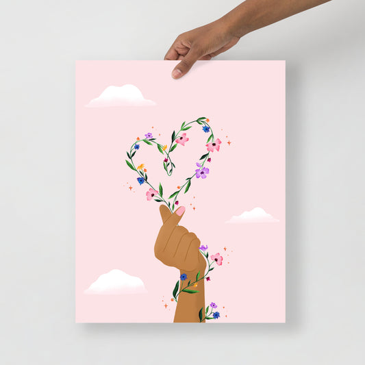 Korean hand-heart art print