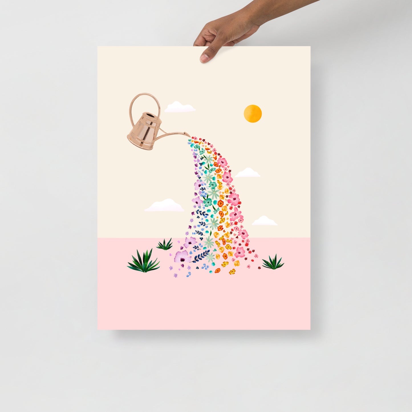 Rainbow watering can art print