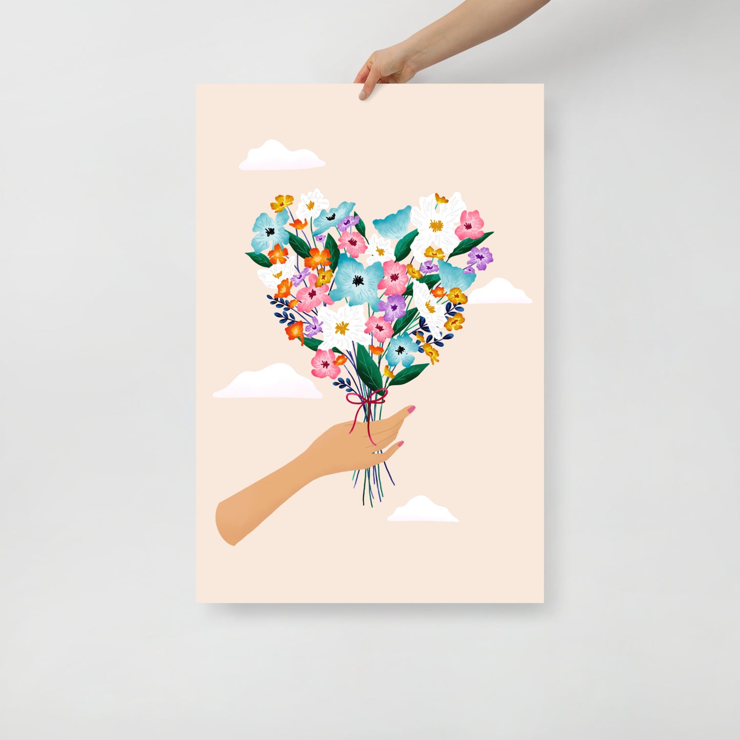 Heart bouquet art print