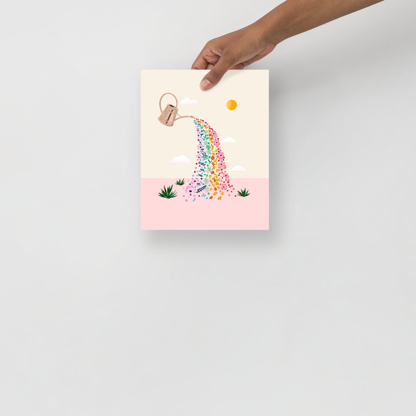 Rainbow watering can art print