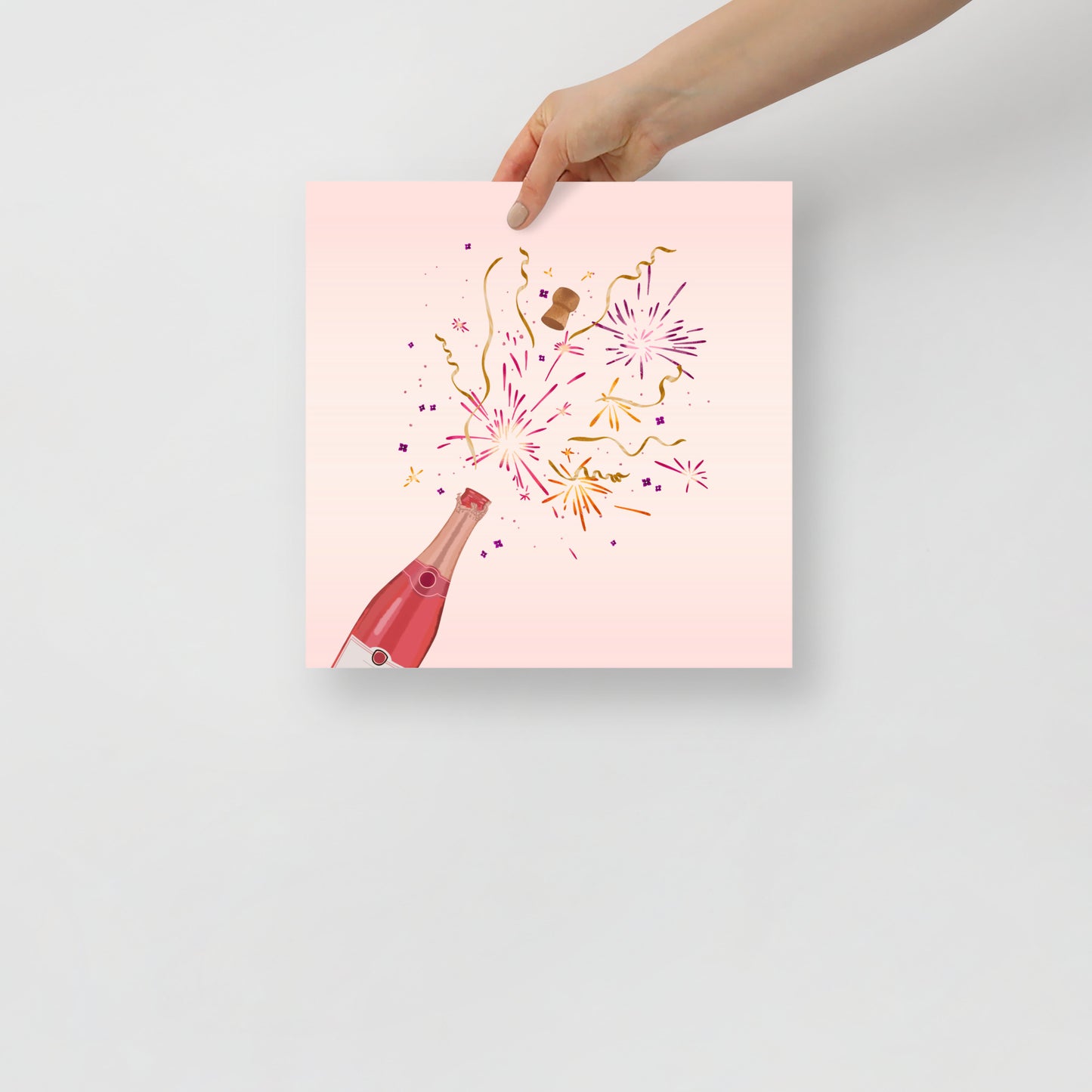 Champagne fireworks art print