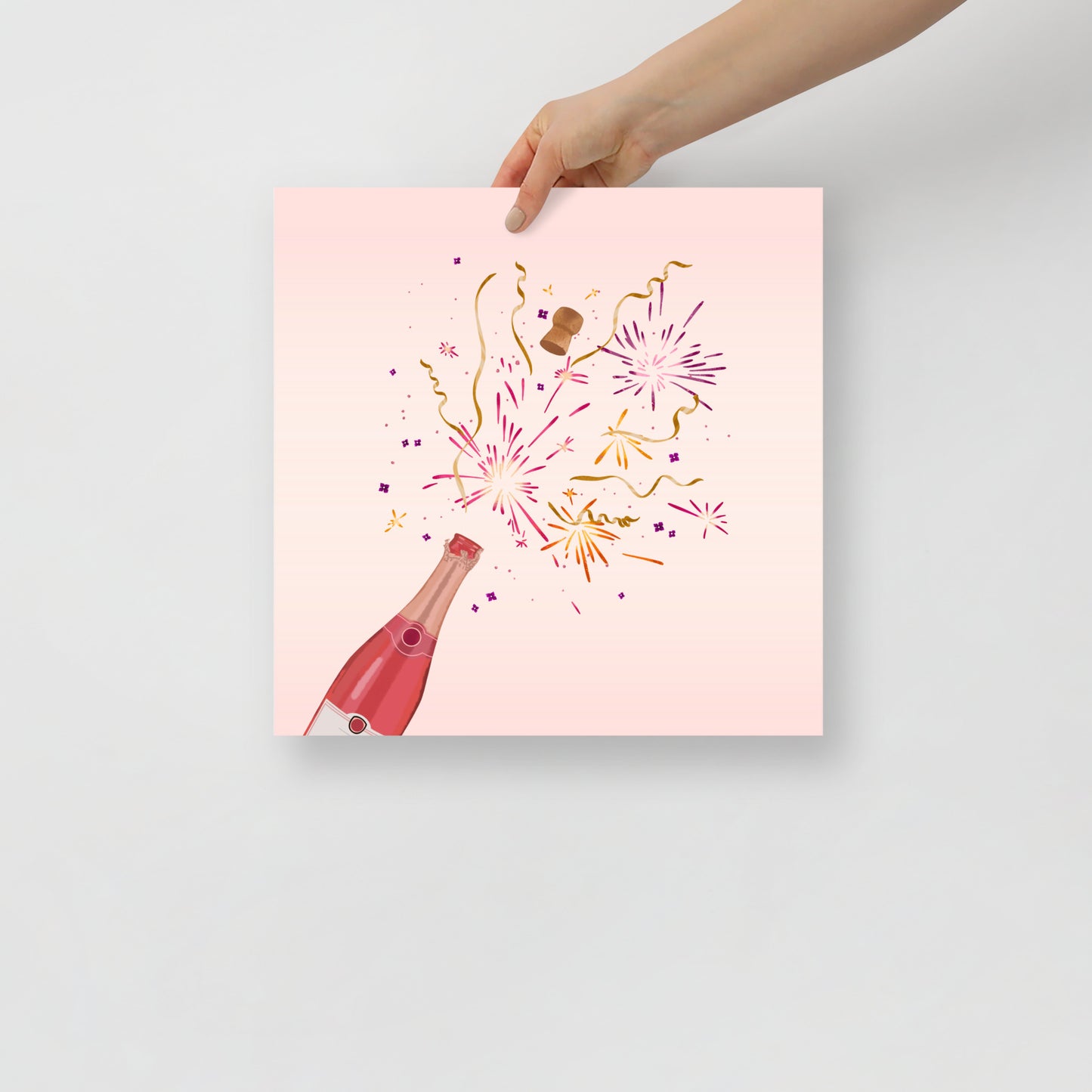 Champagne fireworks art print