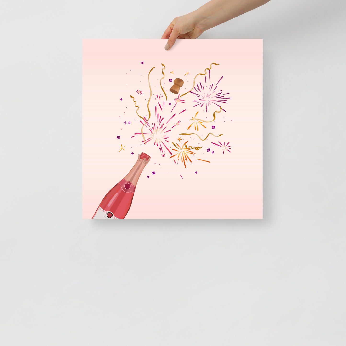 Champagne fireworks art print