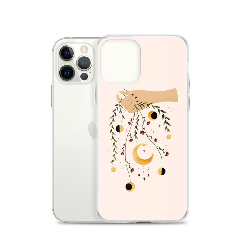 Floral moon phases iPhone case