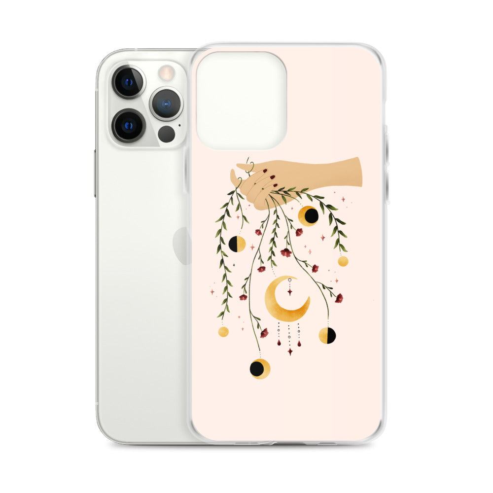 Floral moon phases iPhone case