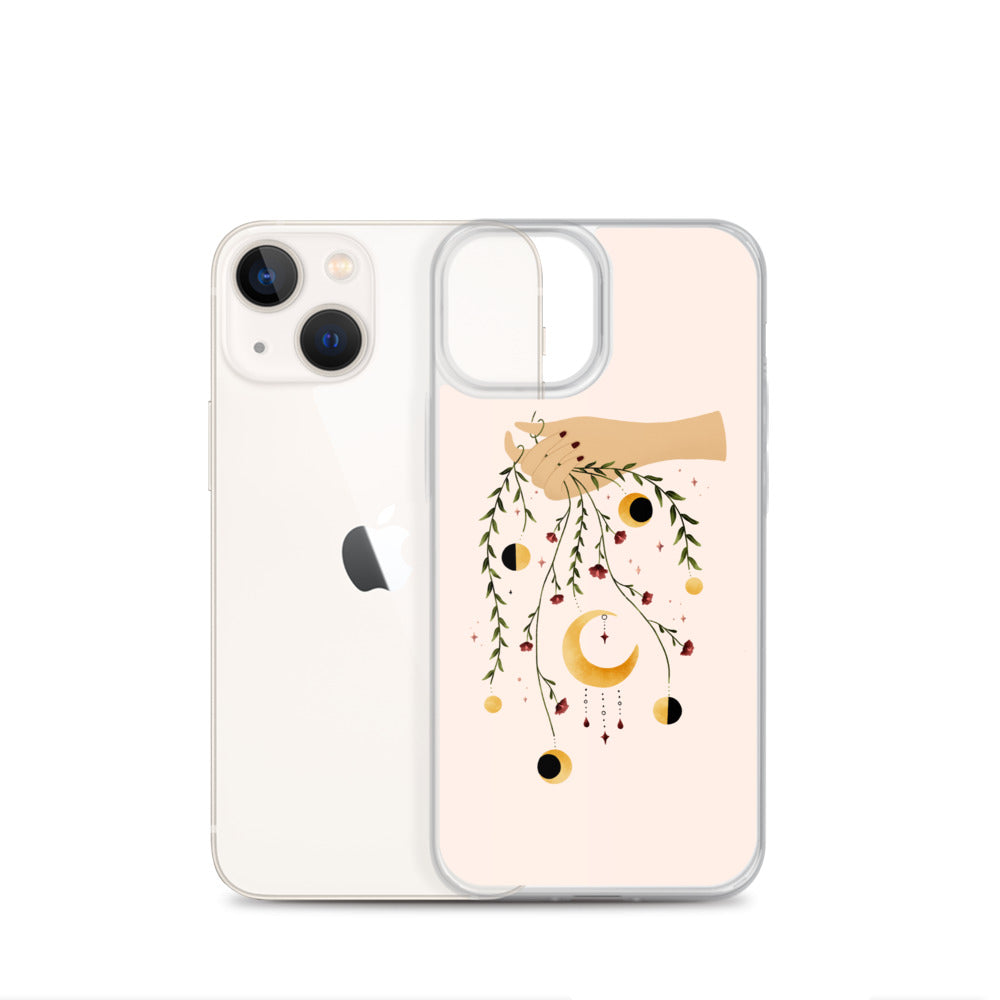 Floral moon phases iPhone case