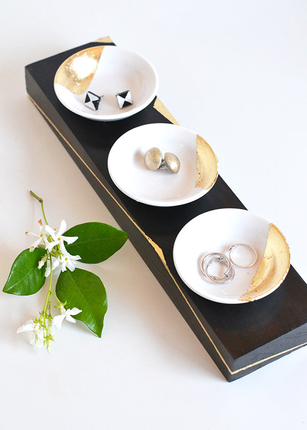 diy gold leaf trinket dish holder – make and tell