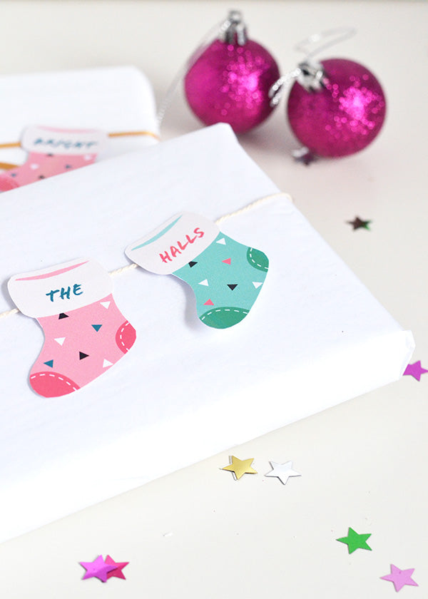 DIY printable stocking Christmas gift tags Make and Tell