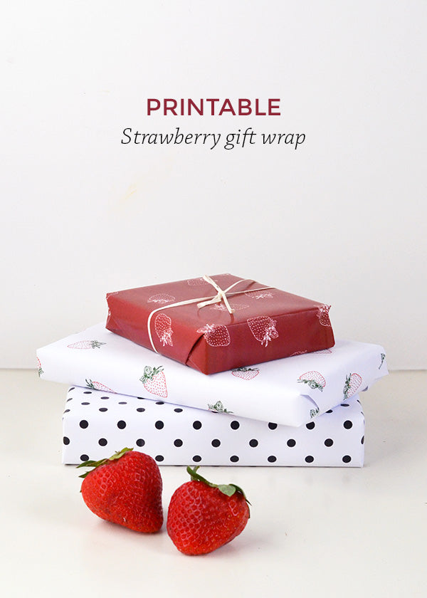 Printable strawberry gift wrap Make and Tell