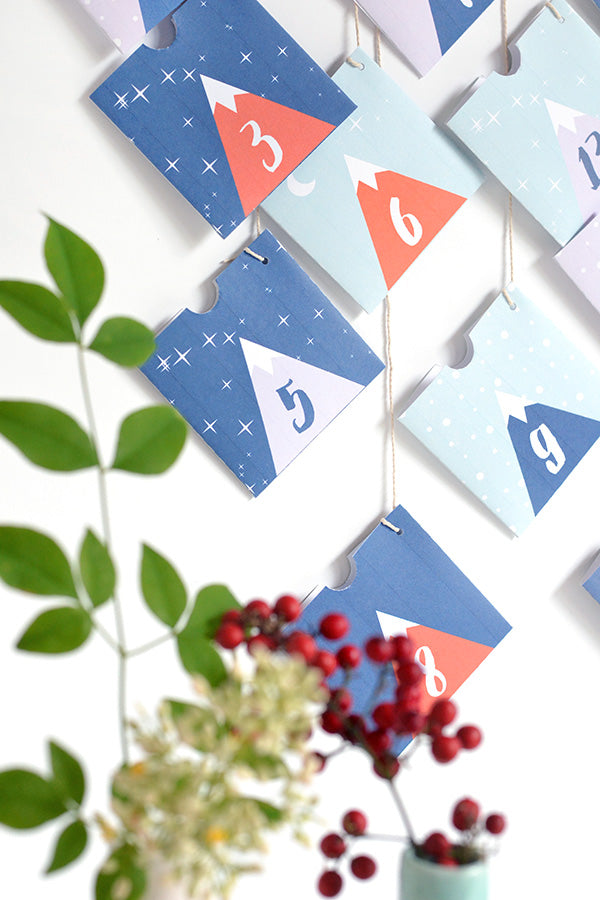 Printable mountain advent calendar for Curbly Make and Tell