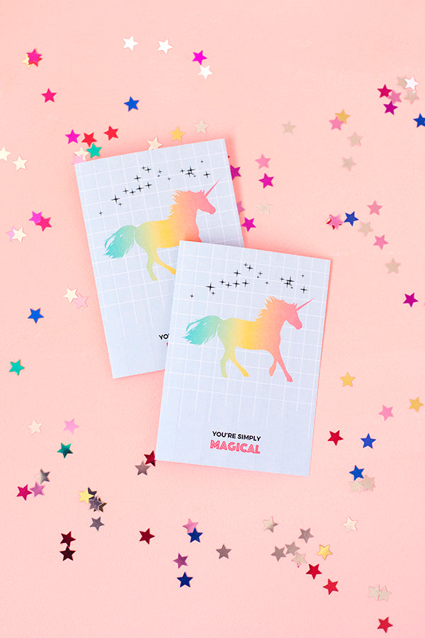 Printable unicorn greeting card - Make and Tell