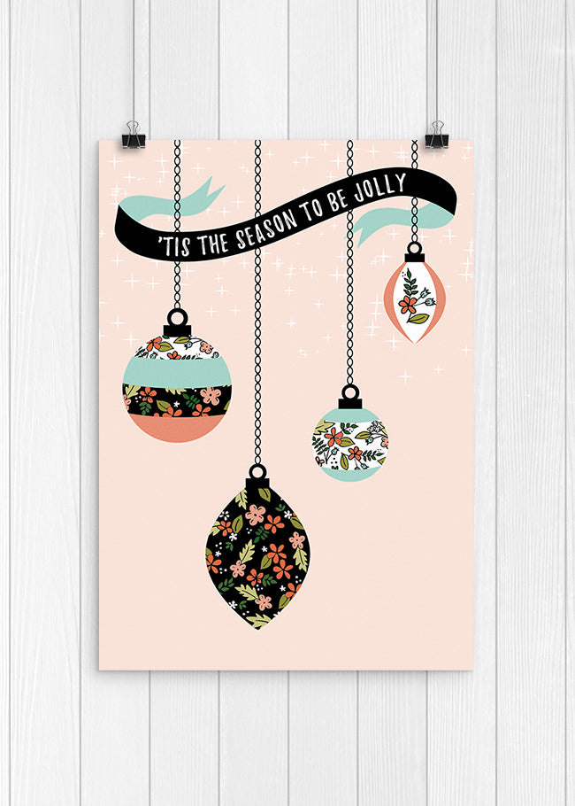 Floral Christmas bauble printable wall art Make and Tell