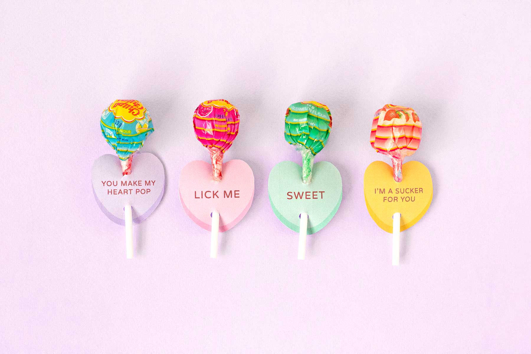 Printable conversation heart lollipop holders – Make and Tell