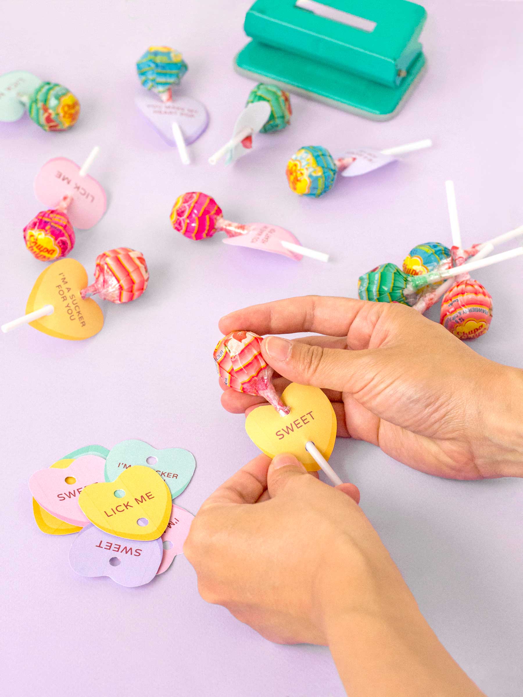 Printable conversation heart lollipop holders Make and Tell