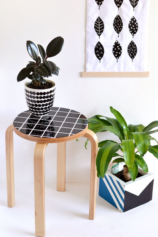 Grid stool makeover