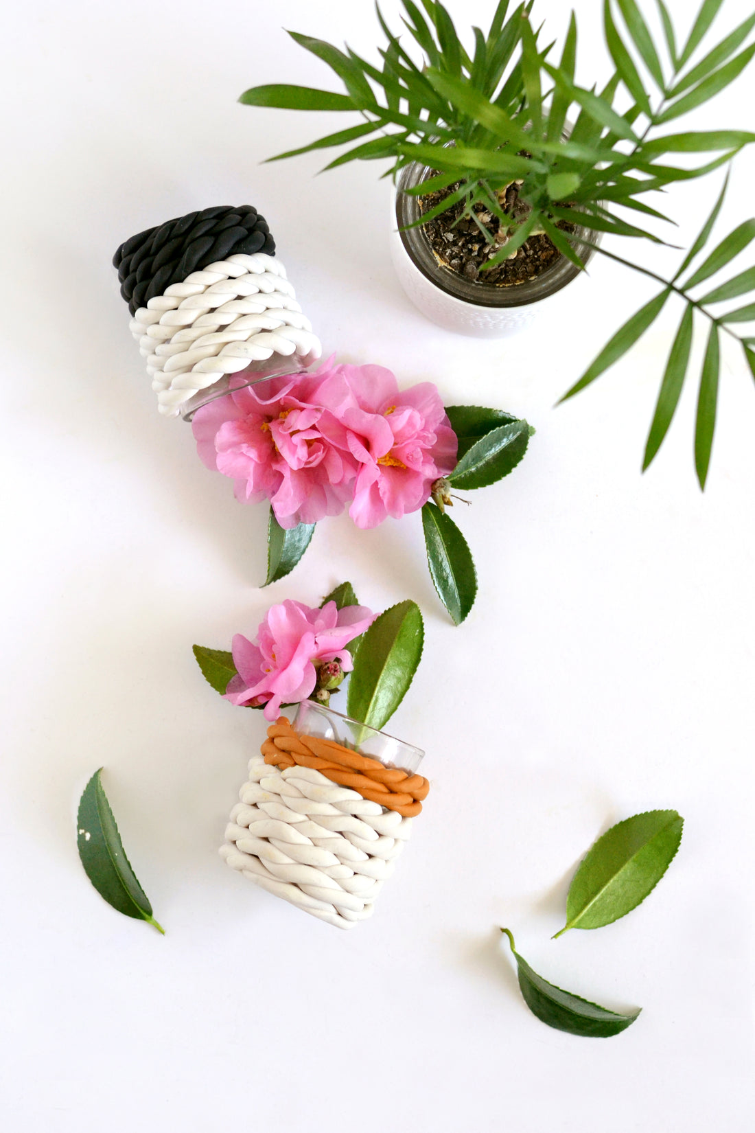 Clay rope bud vases for We Make Collective