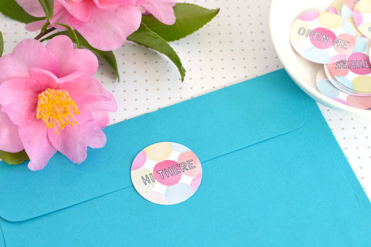 Printable polka dot envelope seals