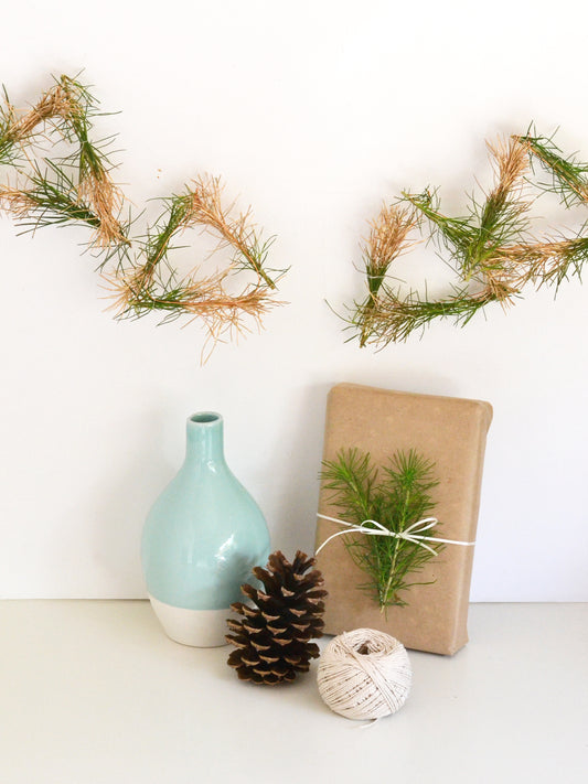 DIY gold dipped pine garland for Simply Peachy