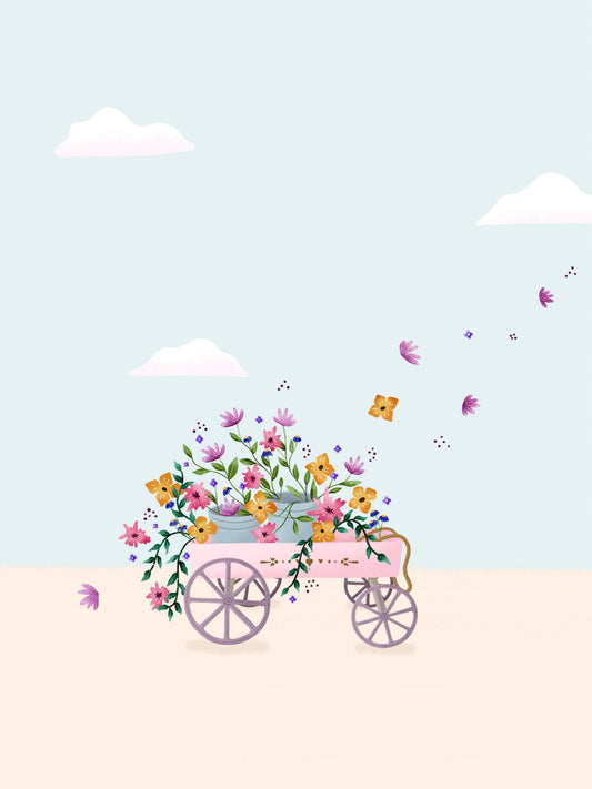 Flower wagon desktop, phone and tablet wallpaper