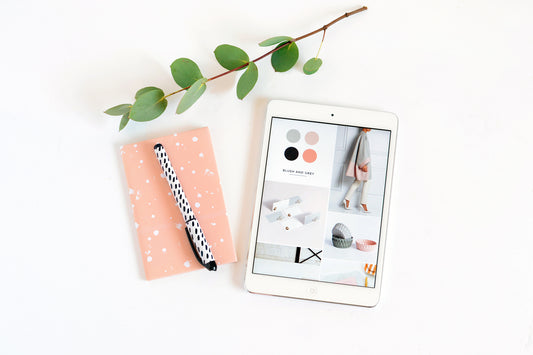 Blush and grey mood board