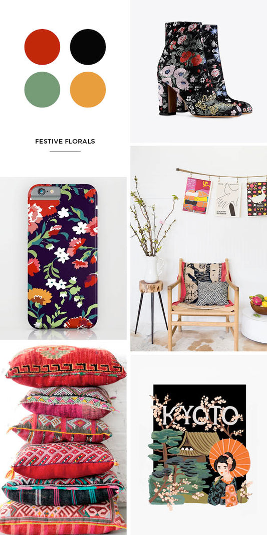 Festive florals mood board