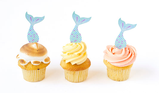 Printable mermaid tail cake toppers