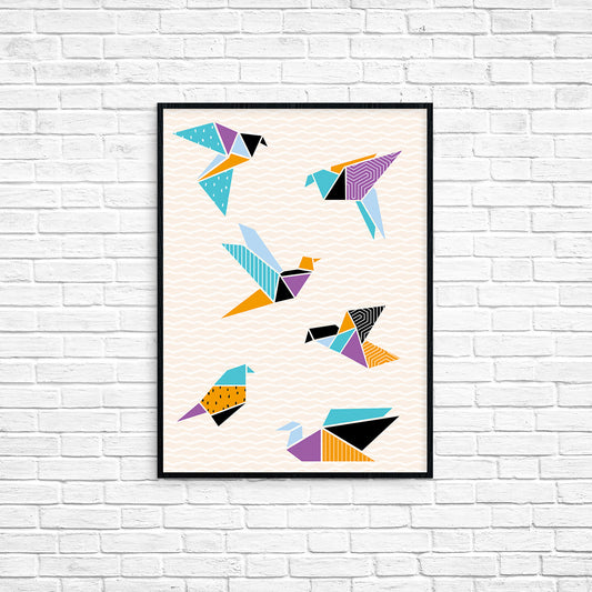 Origami cranes wall art
